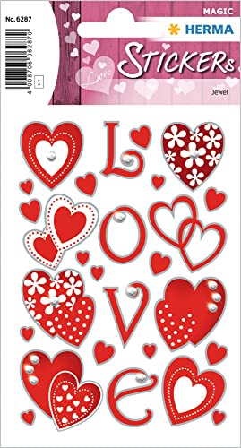 HERMA 6287 Valentinstag Sticker, Love (26 Aufkleber, Folie, glitzernd) selbstklebend, permanent haftende Motiv Etiketten zur Deko für Mädchen und Jungen, rot HERMA 6287 Valentinstag Sticker, Love (26 Aufkleber, Folie, glitzernd) selbstklebend, permanent haftende Motiv Etiketten zur Deko für Mädchen und Jungen, rot von HERMA