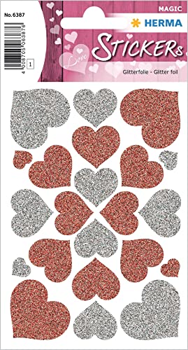 HERMA 6387 Aufkleber Herzen Glitzer groß, 22 Stück, Herz Sticker in rot silber, Etiketten in Herzform für Valentinstag Liebe Hochzeit Geburtstag Scrapbooking Dekoration Geschenk Briefe DIY Basteln HERMA 6387 Aufkleber Herzen Glitzer groß, 22 Stück, Herz Sticker in rot silber, Etiketten in Herzform für Valentinstag Liebe Hochzeit Geburtstag Scrapbooking Dekoration Geschenk Briefe DIY Basteln von HERMA