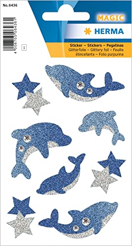 HERMA 6436 Aufkleber Delfin Glitzer klein groß, 8 Stück, Tiere Sticker mit Delphin Meerestiere Sterne Motiv, Kinder Etiketten für Fotoalbum Tagebuch Poesiealbum Scrapbooking Geburtstag Deko Briefe DIY HERMA 6436 Aufkleber Delfin Glitzer klein groß, 8 Stück, Tiere Sticker mit Delphin Meerestiere Sterne Motiv, Kinder Etiketten für Fotoalbum Tagebuch Poesiealbum Scrapbooking Geburtstag Deko Briefe DIY von HERMA