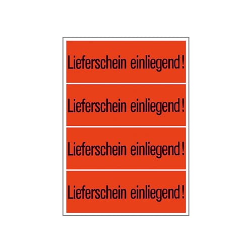 HERMA 6754 Lieferschein einliegend Aufkleber, 1000 Stück, 39 x 118 mm, selbstklebend, klein, Warnhinweis Etiketten Versandaufkleber Paketaufkleber für Kennzeichnung von Sendungen, neon leuchtrot von HERMA