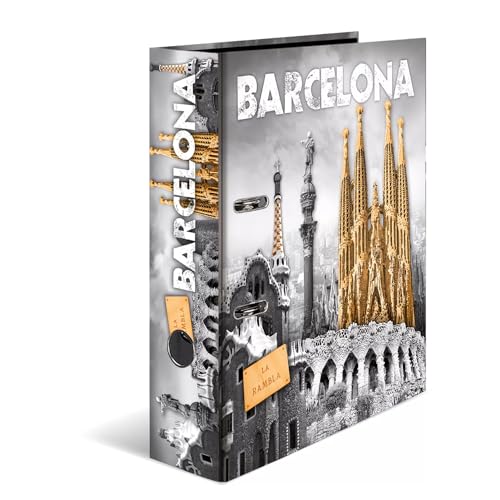 HERMA Ordner A4 Barcelona Spanien, 7 cm breit, Kinder Ringordner mit Städte Motiv, bunter Aktenordner mit Innendruck für Jungen und Mädchen HERMA Ordner A4 Barcelona Spanien, 7 cm breit, Kinder Ringordner mit Städte Motiv, bunter Aktenordner mit Innendruck für Jungen und Mädchen von HERMA