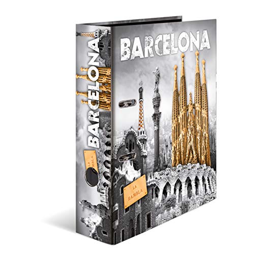 HERMA Ordner A4 Barcelona Spanien Set, 10 Stück, 7 cm breit, Kinder Ringordner mit Städte Motiv, bunter Aktenordner mit Innendruck für Jungen und Mädchen HERMA Ordner A4 Barcelona Spanien Set, 10 Stück, 7 cm breit, Kinder Ringordner mit Städte Motiv, bunter Aktenordner mit Innendruck für Jungen und Mädchen von HERMA