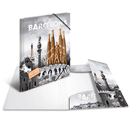 HERMA 7279 Sammelmappe A3 Städte Barcelona, Kinder Eckspanner-Mappe aus Kunststoff mit Innendruck & Gummizug, stabile Einschlagmappe aus Plastik für Jungen & Mädchen HERMA 7279 Sammelmappe A3 Städte Barcelona, Kinder Eckspanner-Mappe aus Kunststoff mit Innendruck & Gummizug, stabile Einschlagmappe aus Plastik für Jungen & Mädchen von HERMA
