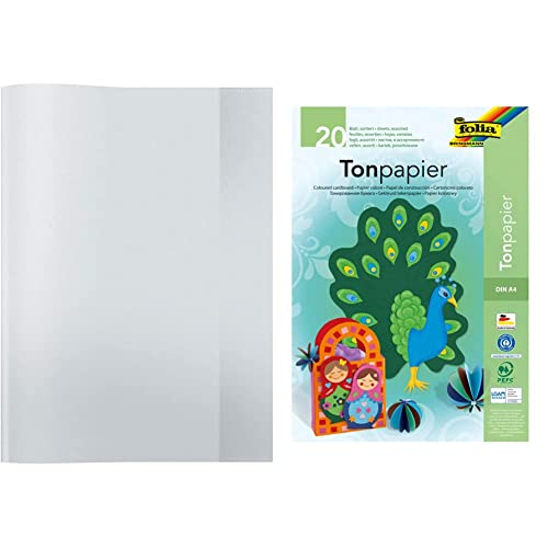 HERMA 7490 Heftumschlag DIN A4 (1er Pack) transparent, durchsichtig & folia 600 - Block mit Tonpapier, 130 g/m², DIN A4, 20 Blatt, sortiert in 10 Farben von HERMA