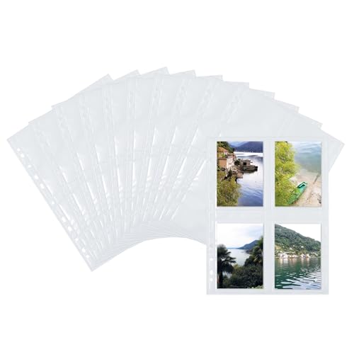 HERMA 7560 Fotohüllen für Ordner, 250 Stück, 9x13 cm, 4 Fächer geteilt, beidseitig bestückbare Fotophan Fotosichthüllen Sammelhüllen Postkartenhüllen Prospekthüllen mit Eurolochung, weiß von HERMA