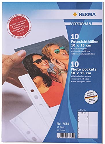 HERMA 7562 Fotohüllen Fotophan weiß 50 Stück 10x15cm Hochformat von HERMA