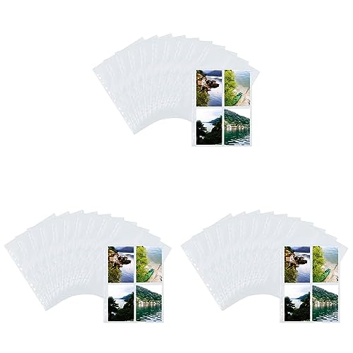 HERMA 7585 Fotophan Fotosichthüllen weiß (10 x 15 cm hoch, 10 Hüllen, Folie) mit Eurolochung für Ordner und Ringbücher, beidseitig bestückbare Fotohüllen (Packung mit 3) von HERMA