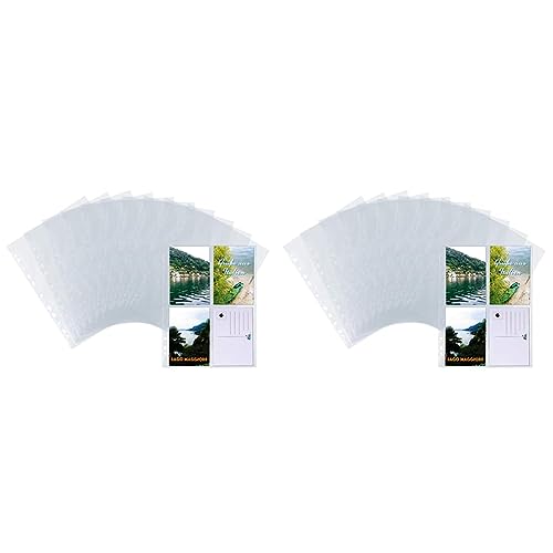 HERMA 7695 Fotophan Postkartenhüllen transparent (10 x 15 cm hoch, 10 Hüllen, Folie) mit Eurolochung für Ordner, Ringalben und Ringbücher, beidseitig sichtbare Sammelhüllen (Packung mit 2) von HERMA