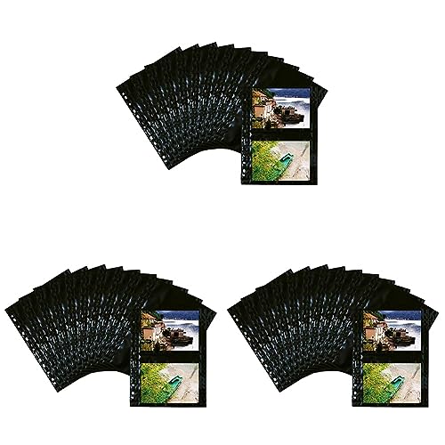 HERMA 7787 Fotophan Fotosichthüllen schwarz (13 x 18 cm quer, 10 Hüllen, Folie) mit Eurolochung für Ordner und Ringbücher, beidseitig bestückbare Fotohüllen (Packung mit 3) von HERMA
