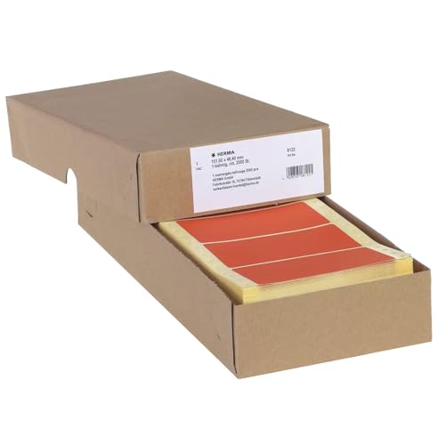 HERMA 8122 Computeretiketten endlos, 101,6 x 48,4 mm, 1-bahnig, 2000 Stück, selbstklebend, Endlosetiketten Aufkleber mit Führungslochrand, matt, blanko Papier Computer Etiketten, rot HERMA 8122 Computeretiketten endlos, 101,6 x 48,4 mm, 1-bahnig, 2000 Stück, selbstklebend, Endlosetiketten Aufkleber mit Führungslochrand, matt, blanko Papier Computer Etiketten, rot von HERMA