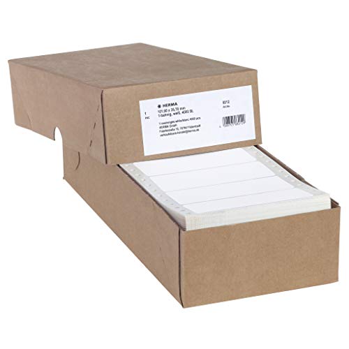 HERMA 8212 Computeretiketten endlos, 101,6 x 35,7 mm, 1-bahnig, 4000 Stück, selbstklebend, Endlosetiketten Aufkleber mit Führungslochrand, matt, blanko Papier Computer Etiketten, weiß HERMA 8212 Computeretiketten endlos, 101,6 x 35,7 mm, 1-bahnig, 4000 Stück, selbstklebend, Endlosetiketten Aufkleber mit Führungslochrand, matt, blanko Papier Computer Etiketten, weiß von HERMA
