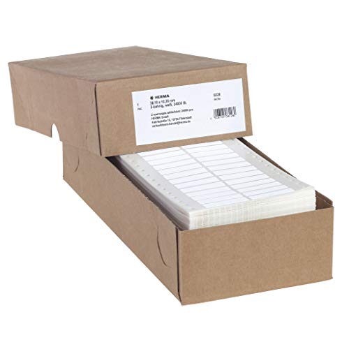 HERMA 8228 Computeretiketten endlos, 38,1 x 10,3 mm, 2-bahnig, 24000 Stück, selbstklebend, Endlosetiketten Aufkleber mit Führungslochrand, matt, blanko Papier Computer Etiketten, weiß HERMA 8228 Computeretiketten endlos, 38,1 x 10,3 mm, 2-bahnig, 24000 Stück, selbstklebend, Endlosetiketten Aufkleber mit Führungslochrand, matt, blanko Papier Computer Etiketten, weiß von HERMA