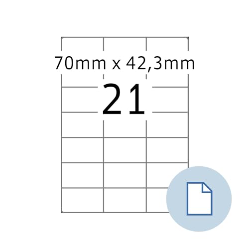 HERMA 8421 Universal Etiketten, 500 Blatt, 70 x 42,3 mm, 21 pro A4 Bogen, 10500 Stück, selbstklebend, bedruckbar, matt, blanko Papier Klebeetiketten Aufkleber, weiß HERMA 8421 Universal Etiketten, 500 Blatt, 70 x 42,3 mm, 21 pro A4 Bogen, 10500 Stück, selbstklebend, bedruckbar, matt, blanko Papier Klebeetiketten Aufkleber, weiß von HERMA