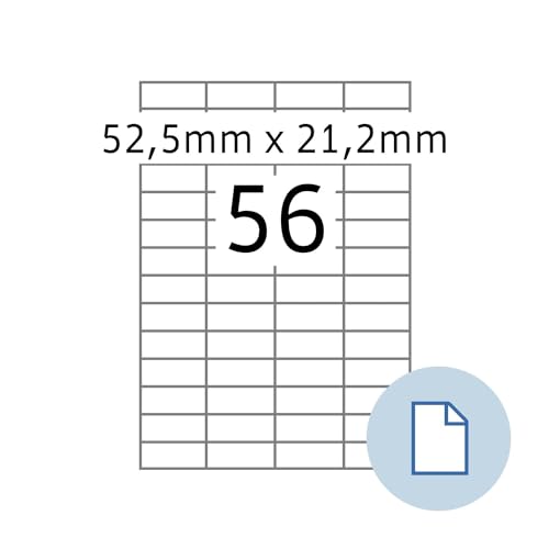 HERMA 8456 Universal Etiketten, 500 Blatt, 52,5 x 21,2 mm, 56 pro A4 Bogen, 28000 Stück, selbstklebend, bedruckbar, matt, blanko Papier Klebeetiketten Aufkleber, weiß HERMA 8456 Universal Etiketten, 500 Blatt, 52,5 x 21,2 mm, 56 pro A4 Bogen, 28000 Stück, selbstklebend, bedruckbar, matt, blanko Papier Klebeetiketten Aufkleber, weiß von HERMA