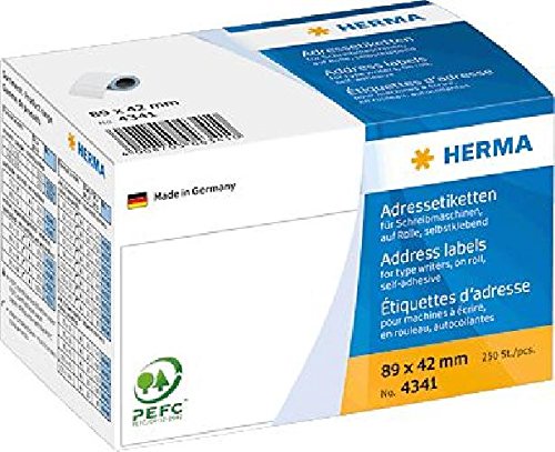 HERMA Adressetiketten/4341, weiß, 89x42, Inh. 250 von HERMA