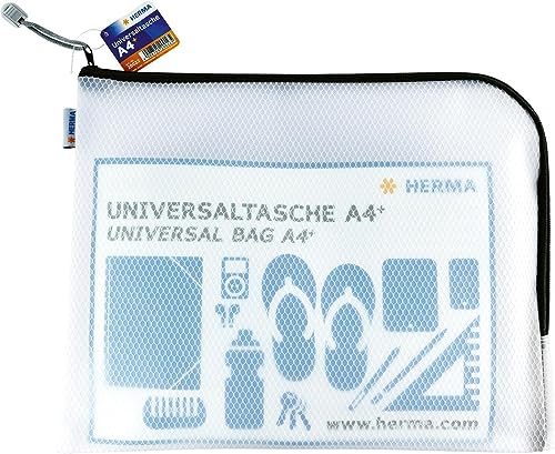 HERMA Dokumententasche A4 mit Reißverschluss, große wasserdichte Reißverschlusstasche, verschließbare Dokumentenmappe aus Kunstoff mit Zipper, halb-transparent, 36 x 28 cm, schwarz HERMA Dokumententasche A4 mit Reißverschluss, große wasserdichte Reißverschlusstasche, verschließbare Dokumentenmappe aus Kunstoff mit Zipper, halb-transparent, 36 x 28 cm, schwarz von HERMA