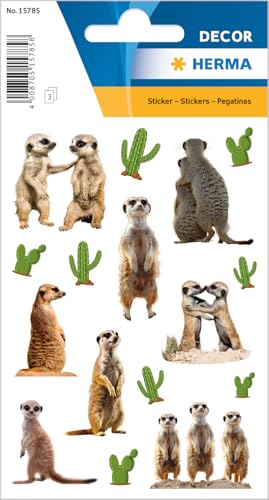 HERMA Erdmännchen Aufkleber, Tier Sticker für Kinder & Kleinkinder, Kinderaufkleber mit Erdmännchen Motiv für Stickeralbum Scrapbook Fotoalbum Geschenk Geburtstag Dekoration Briefe Basteln HERMA Erdmännchen Aufkleber, Tier Sticker für Kinder & Kleinkinder, Kinderaufkleber mit Erdmännchen Motiv für Stickeralbum Scrapbook Fotoalbum Geschenk Geburtstag Dekoration Briefe Basteln von HERMA