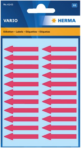 HERMA Etikett, selbstklebend, Pfeil, 38 x 7 mm, leuchtrot (88 Stück), Sie erhalten 1 Packung á 88 Stück von HERMA