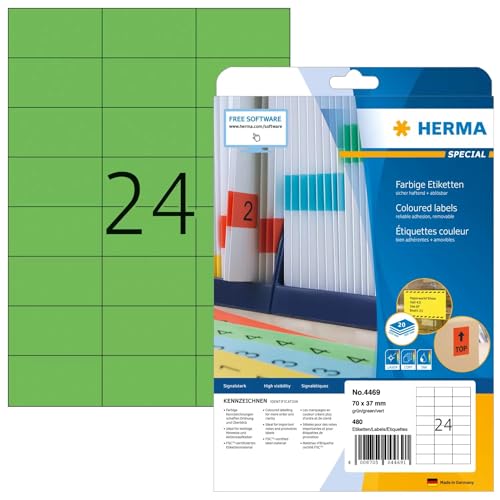 HERMA Etiketten A4 grün 70x37 mm Papier matt 480 St. von HERMA