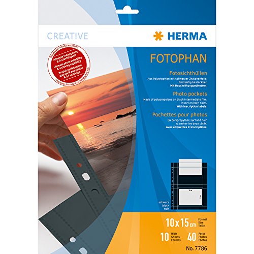 HERMA Fotophan-Sichthüllen 10x15cm quer schwarz VE=10 Hüllen von HERMA