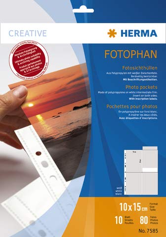 HERMA Fotophan Sichthüllen DIN A4, für Fotos 10 x 15 cm,hoch, Sie erhalten 1 Packung, Packungsinhalt: 10 Hüllen von HERMA