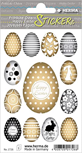 HERMA 1726 Ostern Sticker für Kinder, Goldeier (39 Aufkleber, Papier, matt) selbstklebend, permanent haftende Motiv Etiketten zur Deko für Mädchen und Jungen, bunt HERMA 1726 Ostern Sticker für Kinder, Goldeier (39 Aufkleber, Papier, matt) selbstklebend, permanent haftende Motiv Etiketten zur Deko für Mädchen und Jungen, bunt von HERMA