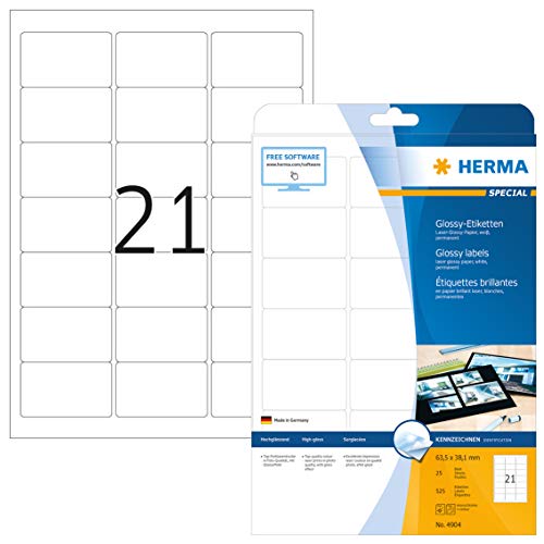 HERMA Hochglanz-Etiketten SPECIAL, 63,5 x 38,1 mm, weiß, Sie erhalten 1 Stück á 25 Blatt HERMA Hochglanz-Etiketten SPECIAL, 63,5 x 38,1 mm, weiß, Sie erhalten 1 Stück á 25 Blatt von HERMA