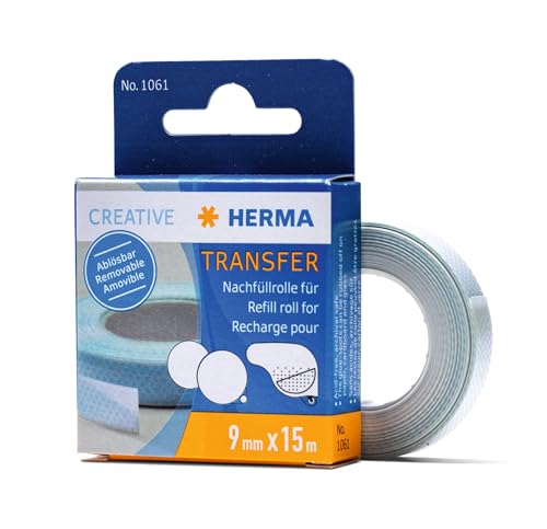 HERMA Kleberoller Nachfüllkassette doppelseitig ablösbar, 10er Pack, 15 m, selbstklebende Klebeband Nachfüllrolle für Klebebandroller, Refill für Fotos, Basteln, Schule & Büro von HERMA
