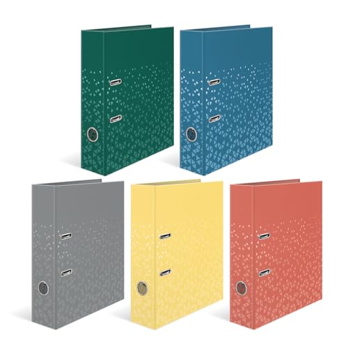 HERMA Ordner A4 Farben Set, 5 Stück, 7 cm breit, Kinder Ringordner mit Muster, einfarbiger Aktenordner mit glänzender Veredelung und Innendruck für Jungen und Mädchen HERMA Ordner A4 Farben Set, 5 Stück, 7 cm breit, Kinder Ringordner mit Muster, einfarbiger Aktenordner mit glänzender Veredelung und Innendruck für Jungen und Mädchen von HERMA