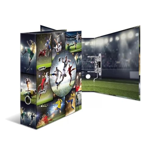 HERMA Ordner A4 Fussball, 7 cm breit, Kinder Ringordner mit Sport Motiv, bunter Aktenordner mit Innendruck für Jungen und Mädchen von HERMA