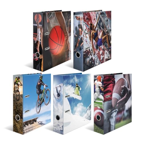 HERMA Ordner A4 Sportmotive Set, 5 Stück, 7 cm breit, Kinder Ringordner mit Sport Motiv, bunter Aktenordner mit Innendruck für Jungen und Mädchen HERMA Ordner A4 Sportmotive Set, 5 Stück, 7 cm breit, Kinder Ringordner mit Sport Motiv, bunter Aktenordner mit Innendruck für Jungen und Mädchen von HERMA