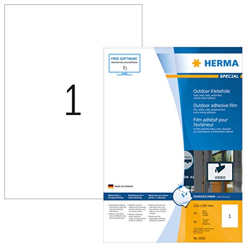 HERMA Outdoor Folien-Etiketten SPECIAL, 210 x 297 mm, Sie erhalten 1 Stück á 50 Blatt von HERMA