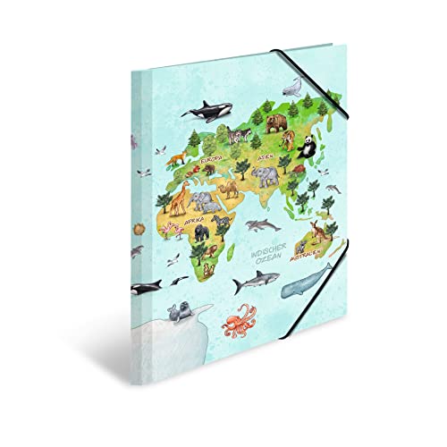 HERMA Sammelmappen A3 Weltkarte Set, 3 Stück, Eckspanner-Mappen aus Pappe mit Kindergarten Motiv, Gummizug, Innenklappen und Innendruck für Jungen, Mädchen und Kinder HERMA Sammelmappen A3 Weltkarte Set, 3 Stück, Eckspanner-Mappen aus Pappe mit Kindergarten Motiv, Gummizug, Innenklappen und Innendruck für Jungen, Mädchen und Kinder von HERMA