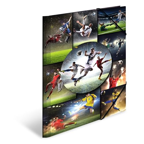 HERMA Sammelmappe A3 Fussball, Kinder Eckspanner-Mappe aus Pappe mit Sport Motiv, Gummizug, Innenklappen und Innendruck für Jungen und Mädchen HERMA Sammelmappe A3 Fussball, Kinder Eckspanner-Mappe aus Pappe mit Sport Motiv, Gummizug, Innenklappen und Innendruck für Jungen und Mädchen von HERMA