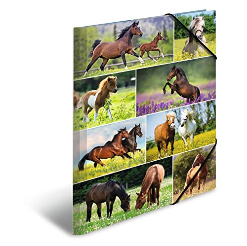 HERMA Sammelmappe A3 Pferde, Kinder Eckspanner-Mappe aus Pappe mit Tier Motiv, Gummizug, Innenklappen und Innendruck für Jungen und Mädchen HERMA Sammelmappe A3 Pferde, Kinder Eckspanner-Mappe aus Pappe mit Tier Motiv, Gummizug, Innenklappen und Innendruck für Jungen und Mädchen von HERMA