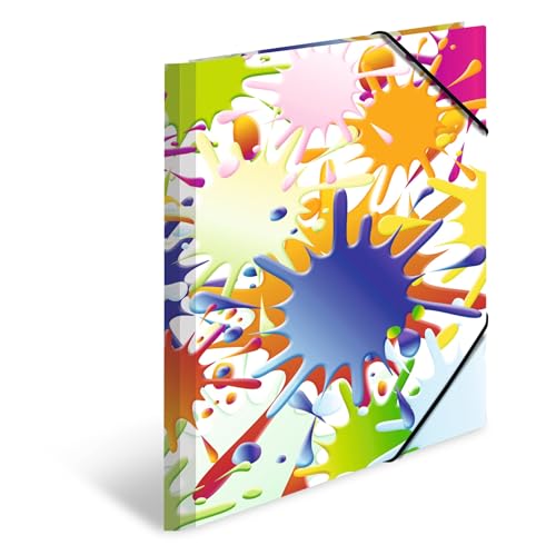 HERMA Sammelmappe A4 Farbkleckse, Kinder Eckspanner-Mappe aus Pappe mit Kunst Motiv, Gummizug, Innenklappen und Innendruck für Jungen und Mädchen HERMA Sammelmappe A4 Farbkleckse, Kinder Eckspanner-Mappe aus Pappe mit Kunst Motiv, Gummizug, Innenklappen und Innendruck für Jungen und Mädchen von HERMA