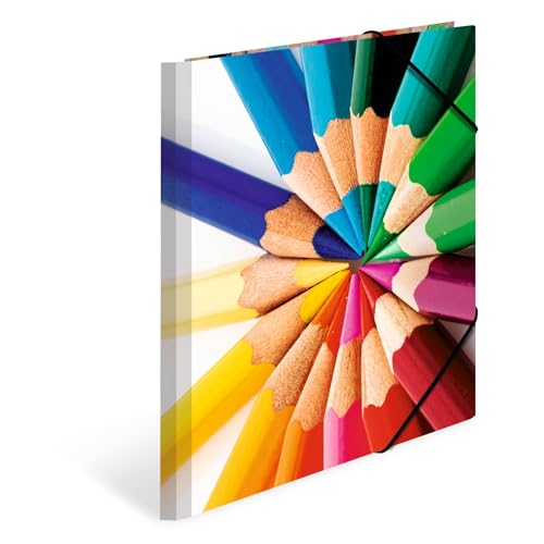HERMA Sammelmappe A4 Stifte, Kinder Eckspanner-Mappe aus Pappe mit Kunst Motiv, Gummizug, Innenklappen und Innendruck für Jungen und Mädchen HERMA Sammelmappe A4 Stifte, Kinder Eckspanner-Mappe aus Pappe mit Kunst Motiv, Gummizug, Innenklappen und Innendruck für Jungen und Mädchen von HERMA