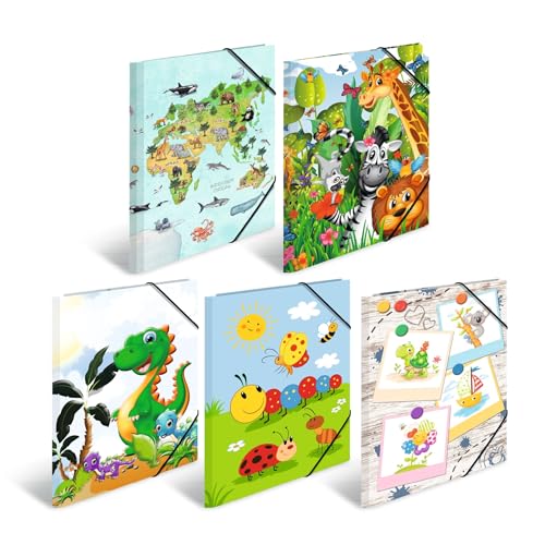 HERMA Sammelmappen A3 Kindergarten Set, 10 Stück, Eckspanner-Mappen aus Pappe mit Tier Motiv, Gummizug, Innenklappen und Innendruck für Jungen, Mädchen und Kinder HERMA Sammelmappen A3 Kindergarten Set, 10 Stück, Eckspanner-Mappen aus Pappe mit Tier Motiv, Gummizug, Innenklappen und Innendruck für Jungen, Mädchen und Kinder von HERMA