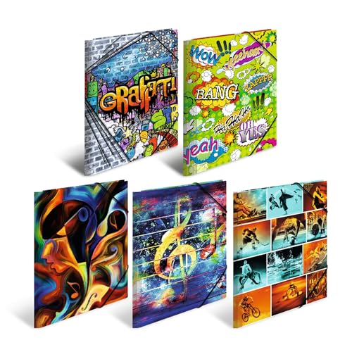 HERMA Sammelmappen A4 Design Set, 10 Stück, Kinder Eckspanner-Mappen aus Kunststoff mit Kunst Motiv, Gummizug, Innenklappen und Innendruck für Jungen und Mädchen HERMA Sammelmappen A4 Design Set, 10 Stück, Kinder Eckspanner-Mappen aus Kunststoff mit Kunst Motiv, Gummizug, Innenklappen und Innendruck für Jungen und Mädchen von HERMA