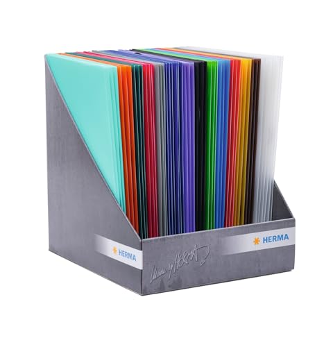 HERMA Sammelmappen A4 Transluzent Set, 48 Stück, Eckspanner-Mappen aus Kunststoff mit Gummizug und Innenklappen für Kinder, Jungen und Mädchen HERMA Sammelmappen A4 Transluzent Set, 48 Stück, Eckspanner-Mappen aus Kunststoff mit Gummizug und Innenklappen für Kinder, Jungen und Mädchen von HERMA