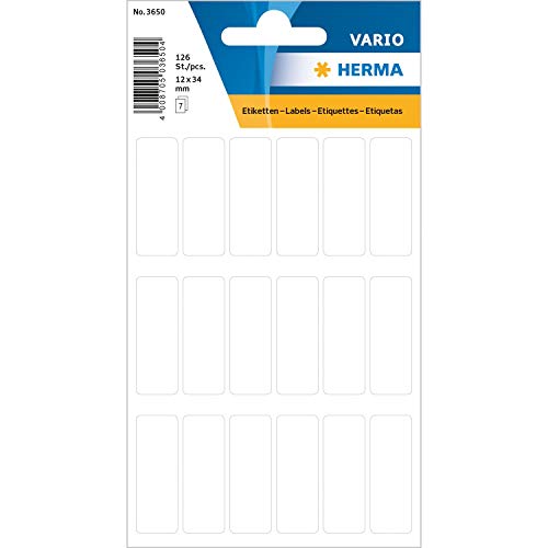 HERMA Selbstklebende Etiketten, 12 x 34 mm, weiß, 126 Stück HERMA Selbstklebende Etiketten, 12 x 34 mm, weiß, 126 Stück von HERMA