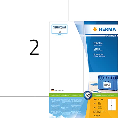HERMA UniversalEtiketten PREMIUM, 105 x 297 mm, weiß 4658 HERMA UniversalEtiketten PREMIUM, 105 x 297 mm, weiß 4658 von HERMA