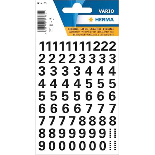 HERMA Zahlen-Sticker 0-9, Folie schwarz, Höhe: 10 mm VE=5 HERMA Zahlen-Sticker 0-9, Folie schwarz, Höhe: 10 mm VE=5 von HERMA