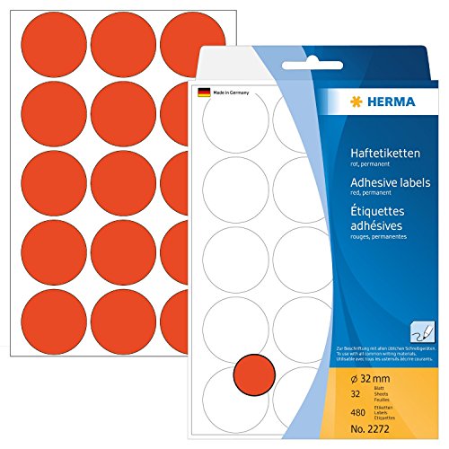 Haftetiketten 32mm rotrund Haftetiketten 32mm rotrund von HERMA