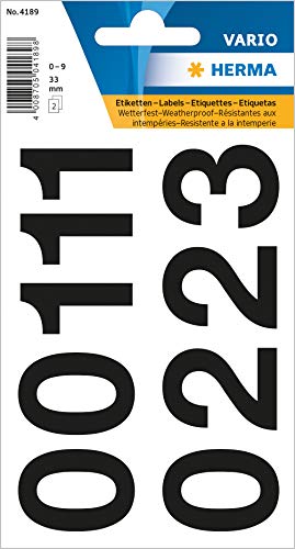 Herma 4189 Zahlen, 33mm, 0-9, wetterfest, Folie, schwarz, 2 Blatt Herma 4189 Zahlen, 33mm, 0-9, wetterfest, Folie, schwarz, 2 Blatt von HERMA