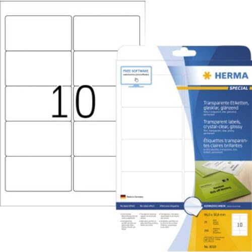 Herma Etiketten transparent glasklar A4 96x50,8 mm transparent klar Folie gl nzend 250 St. von HERMA
