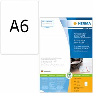 Herma Etiketten weiß 105x148mm Premium A6 VE=800 Stück Herma Etiketten weiß 105x148mm Premium A6 VE=800 Stück von HERMA