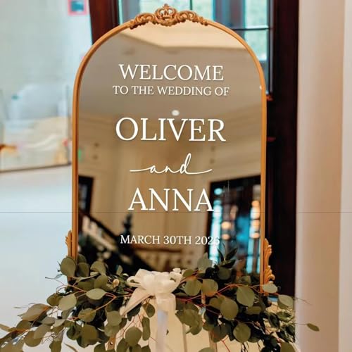 Willkommen Zu Unserer Hochzeit Vinyl Aufkleber Personalisierte Hochzeit Party Zeichen Aufkleber For Board Spiegel Abnehmbare Wandbild(42x53cm) von HERSTL
