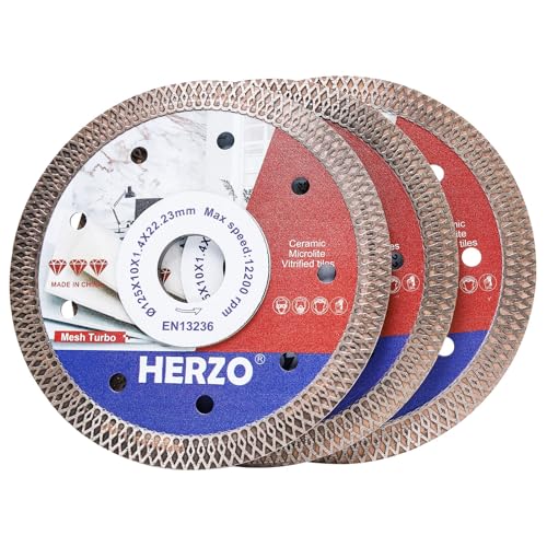 HERZO 3er-Set Diamant Trennscheibe 125mm Fliesenscheibe, Trennscheibe Extra Dünne, Trennen und Schneiden für Keramik, Fliesen, Marmor, Naturstein von HERZO