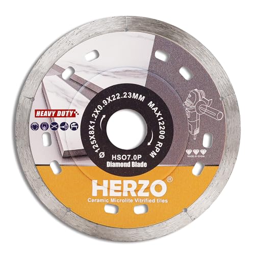 HERZO Diamant Trennscheibe 125mm x 22,23mm, Trennscheibe für Sauberes Trennen von Fliesen, Porzellan, Keramik, Feinsteinzeug HERZO Diamant Trennscheibe 125mm x 22,23mm, Trennscheibe für Sauberes Trennen von Fliesen, Porzellan, Keramik, Feinsteinzeug von HERZO